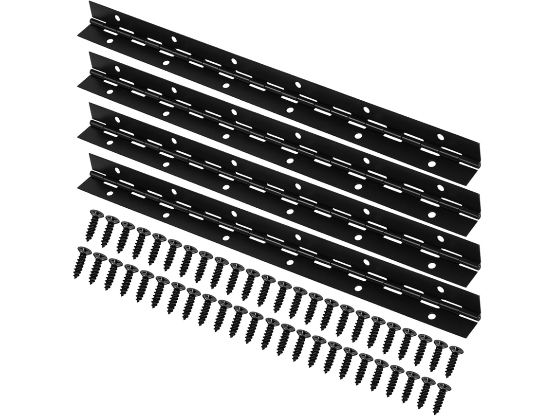Dobradiça Contínua Reforçada Iplusmile Para Piano, 30cm 12 Polegadas, Em Aço Inoxidável Preto, Com Furos E Parafusos