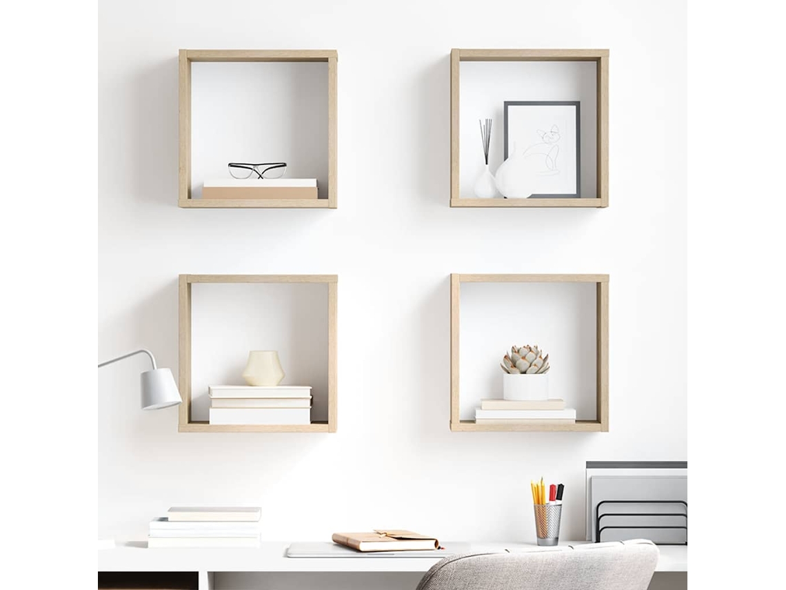 Vidaxl Prateleiras De Parede Em Forma De Cubo 4 Pcs 30x15x30cm Sonoma
