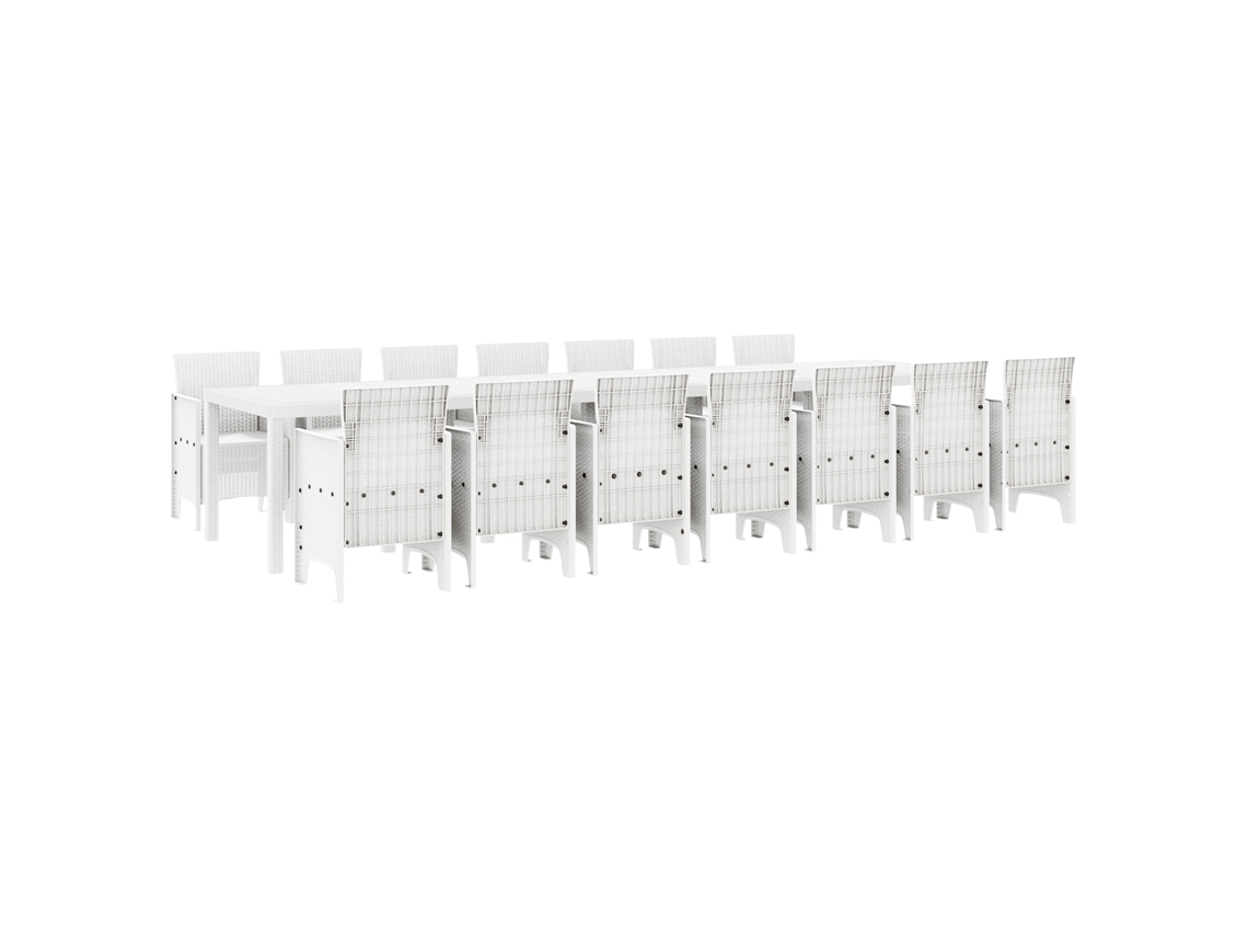 Conjunto 15 Móveis De Jardim Vidaxl Branco Polipropileno (400 X 100 X 73 Cm)