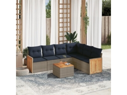 Conjunto de Sofá de Jardim, 7 Peças, Almofadas, Rattan Cinza MAISON EXCLUSIVE