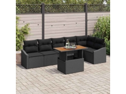 Vidaxl Conjunto De Sofá De Jardim 7 Unid. Preto Rattan Sintético
