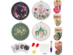 Kit De Bordado Yyt De 32 Peças Para Iniciantes Com Padrões E Instruções, Incluindo 4 Roupas Bordadas Com Padrões Florais, Pacote Com 4 Cores Aquaforge