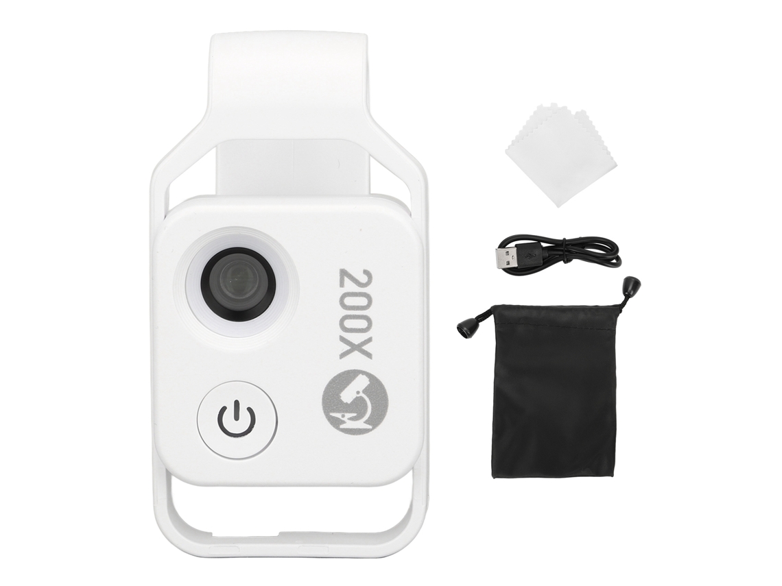 2026 microscópio Mini de Bolso para Celular 200x com Led, Microscópio Câmera para Celular