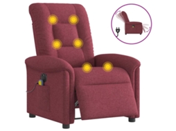 Vidaxl Poltrona Reclinável De Massagens Elétrica Tecido Vermelho Tinto
