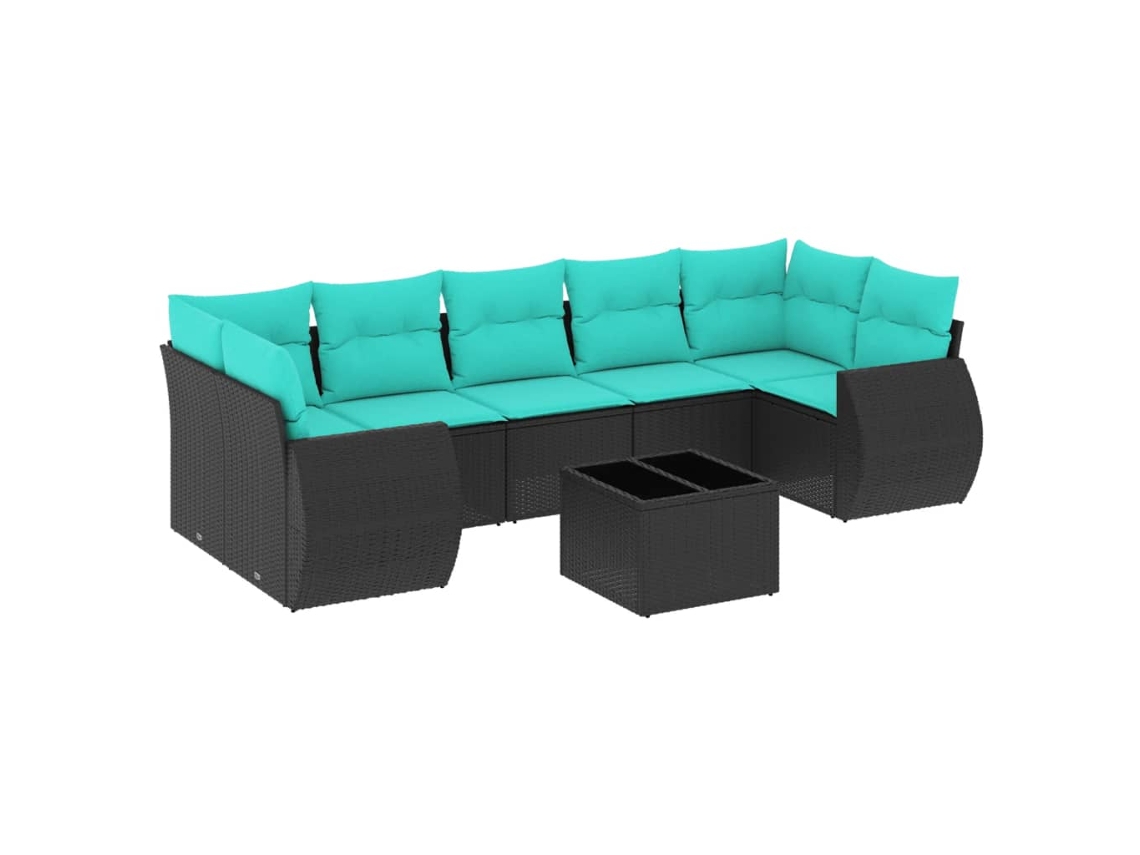 Conjunto de Sofá de Jardim, 9 Peças, Almofadas, Rattan Marrom MAISON EXCLUSIVE