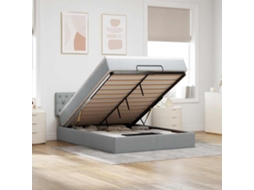 Vidaxl Estrutura Cama Otomana Colchão 140x200cm Tecido Cinzento Claro