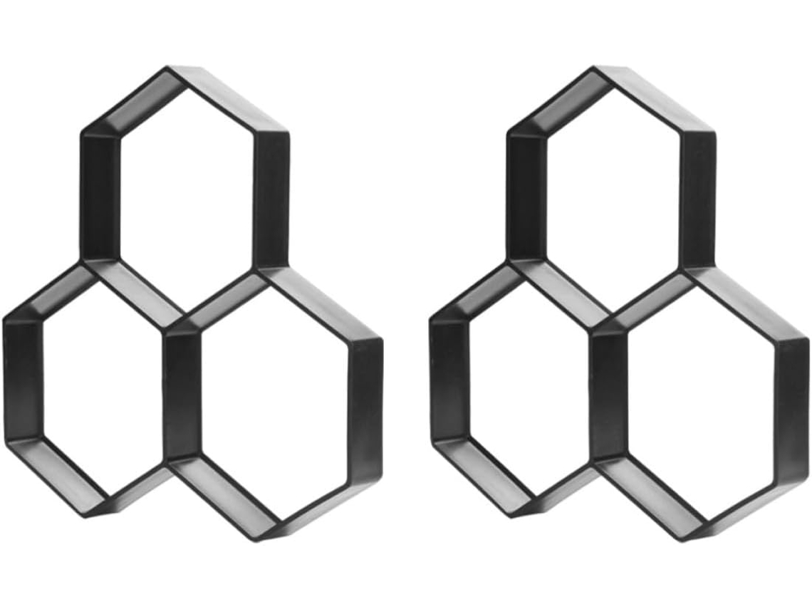 Conjunto De 2 Moldes Hexagonais De Plástico Para Pisos De Cimento, Resistentes E Práticos.