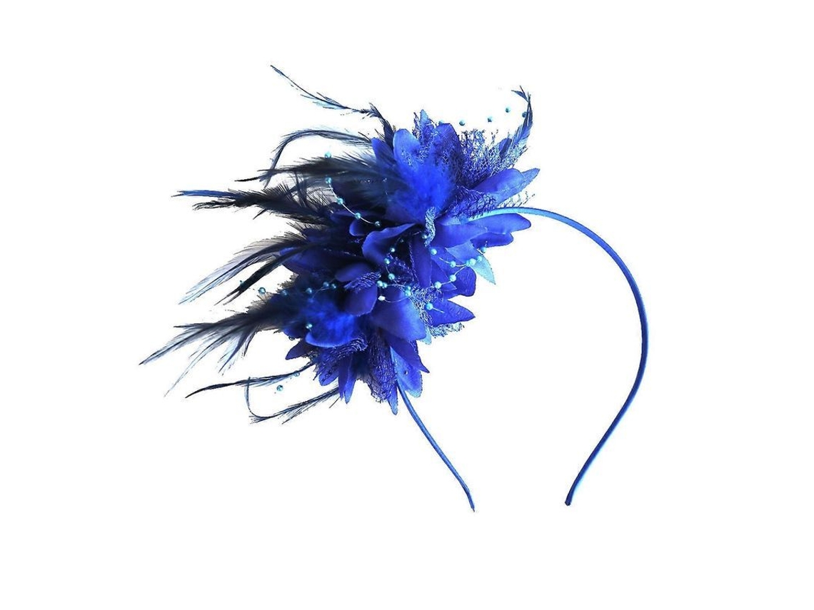 Fasst Diadema de Penas Vintage com Flores de Tela, Acessório de Cabelo para Mulheres, Noivas e Ocasiões Especiais