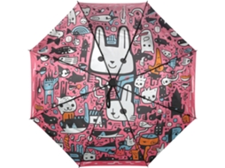 Guarda Chuva de Viagem Automático com Estampa Coelho Fofo Resistente Resistente Tecido Férias