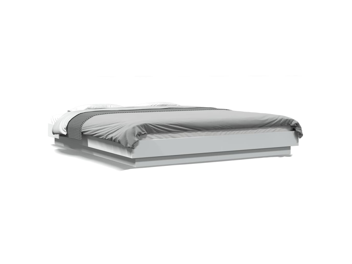 Estrutura Cama com Luzes Led Derivados Madeira Branco 150x200 cm MAISON EXCLUSIVE