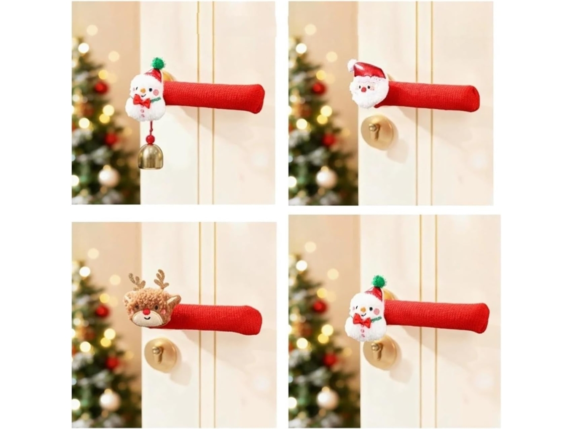 Capa Para Maçaneta De Porta, 4 Peças, Decoração Natalina Para Maçanetas, Luvas De Papai Noel, Enfeites Para Árvore