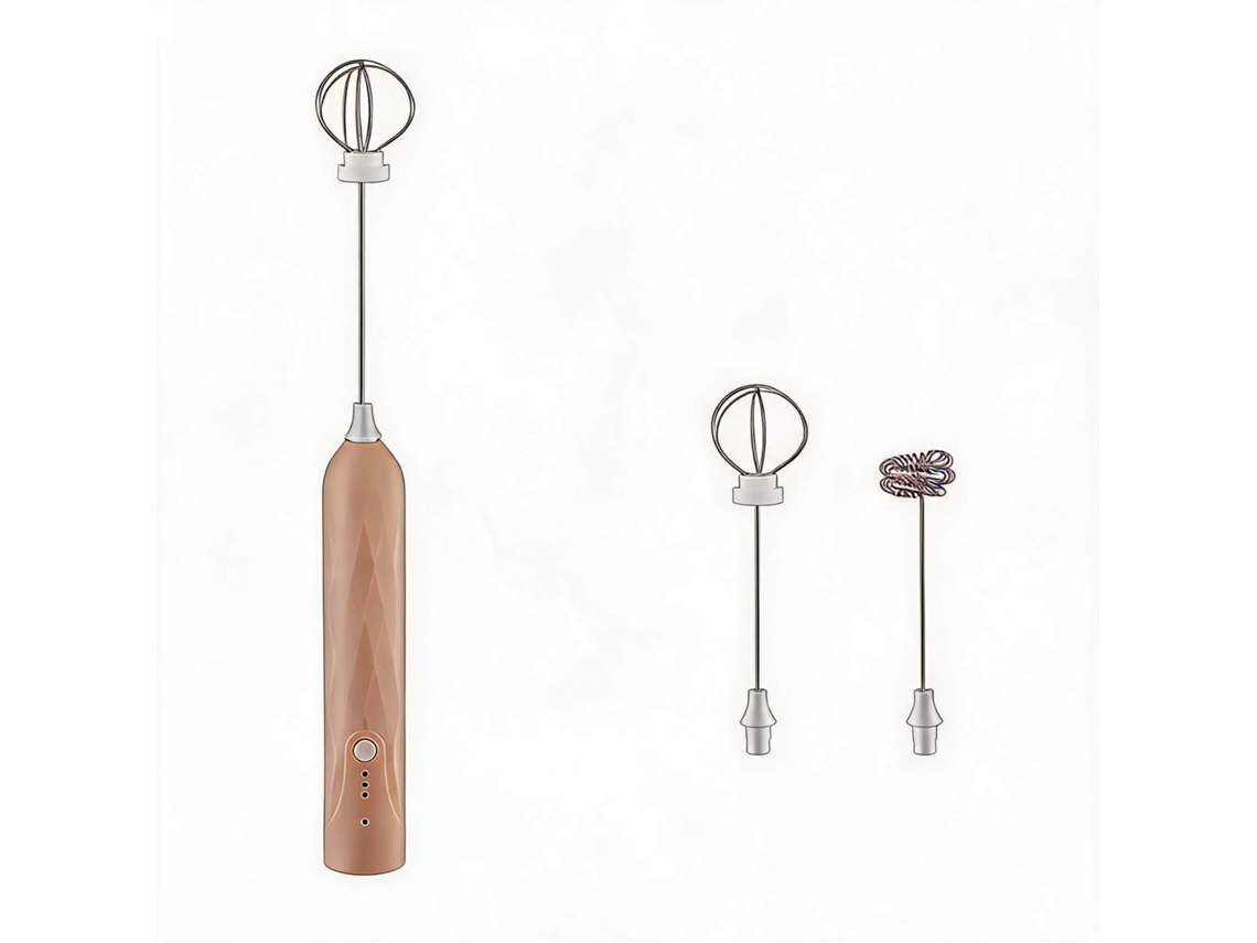 Espumador de Leite Usb Elétrico com 2 Cabeças de Agitação e 3 Velocidades Cáqui HENTEN HOME