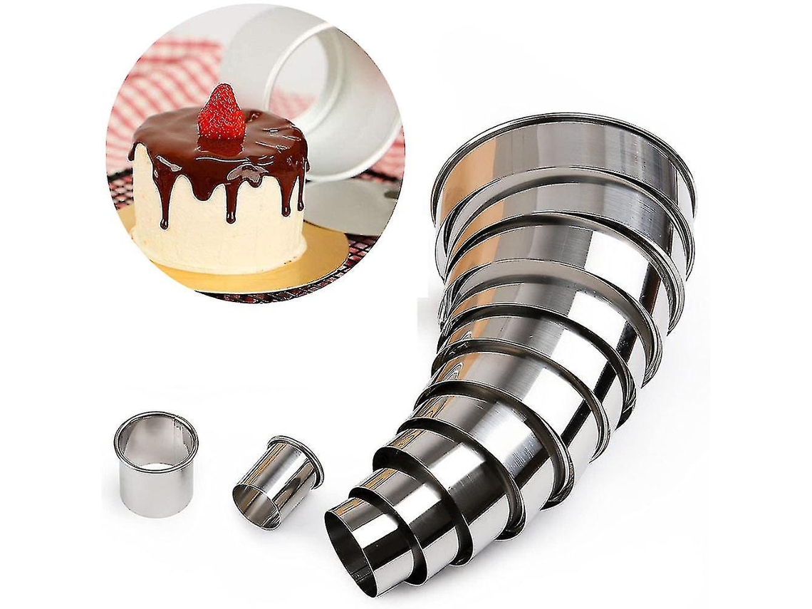 Conjunto de 11 Cortadores de Biscoitos Anéis de Aço Inoxidável 430 Resistente À Oxidação para Bolos e Decorações