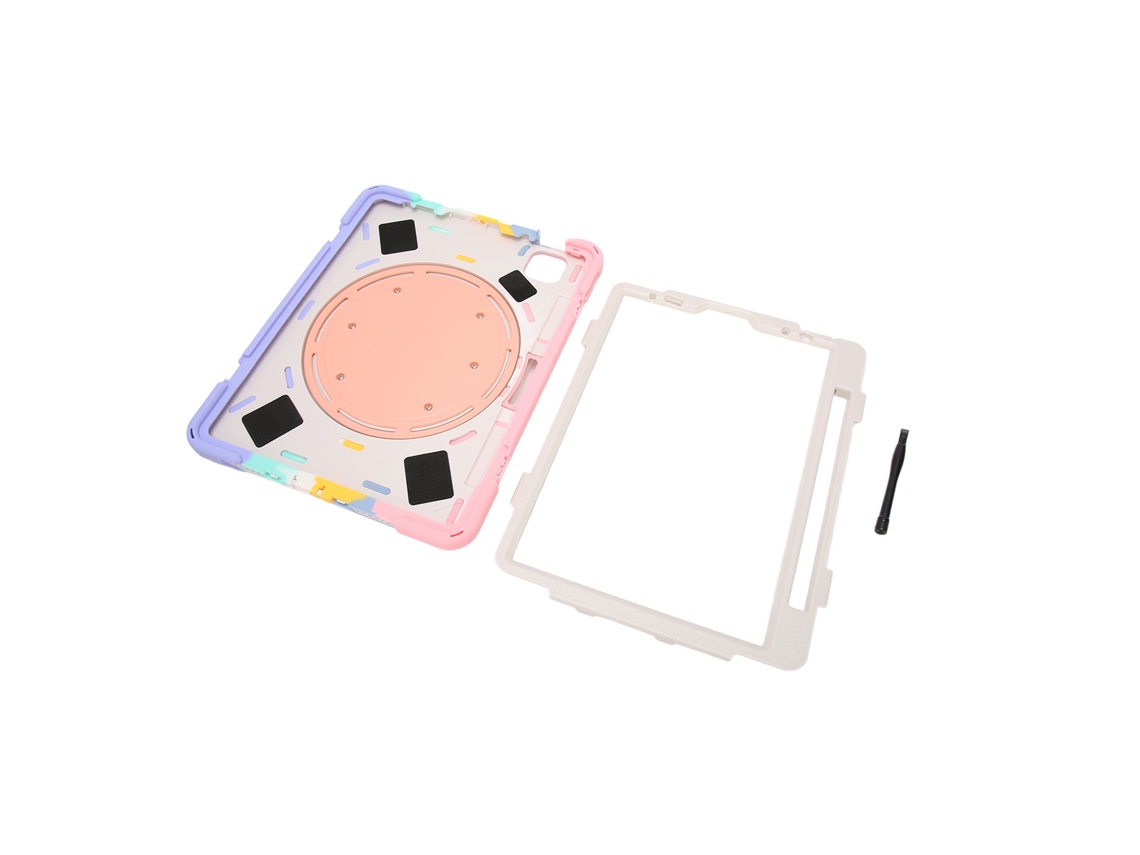 2026zentro-capa De Silicone E Pc Duro Para Tablet Ios Air 4 10.9in 2020 Pro 11 Com Estojo Para Lápis E Cinto Ajustável Rosa Colorido