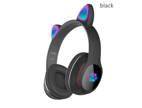 400-Preto -Fones de Ouvido Sem Fio com Luz de Flash Fones de Ouvido de Gato S Fone de Ouvido de Telefone Bluetooth Microfone Presentes para Cr YWEI