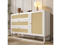 Cômoda de vime com gavetas douradas ZIWEI STORE (3 gavetas e 1 porta, antiderrapante) (120x85x40 cm)