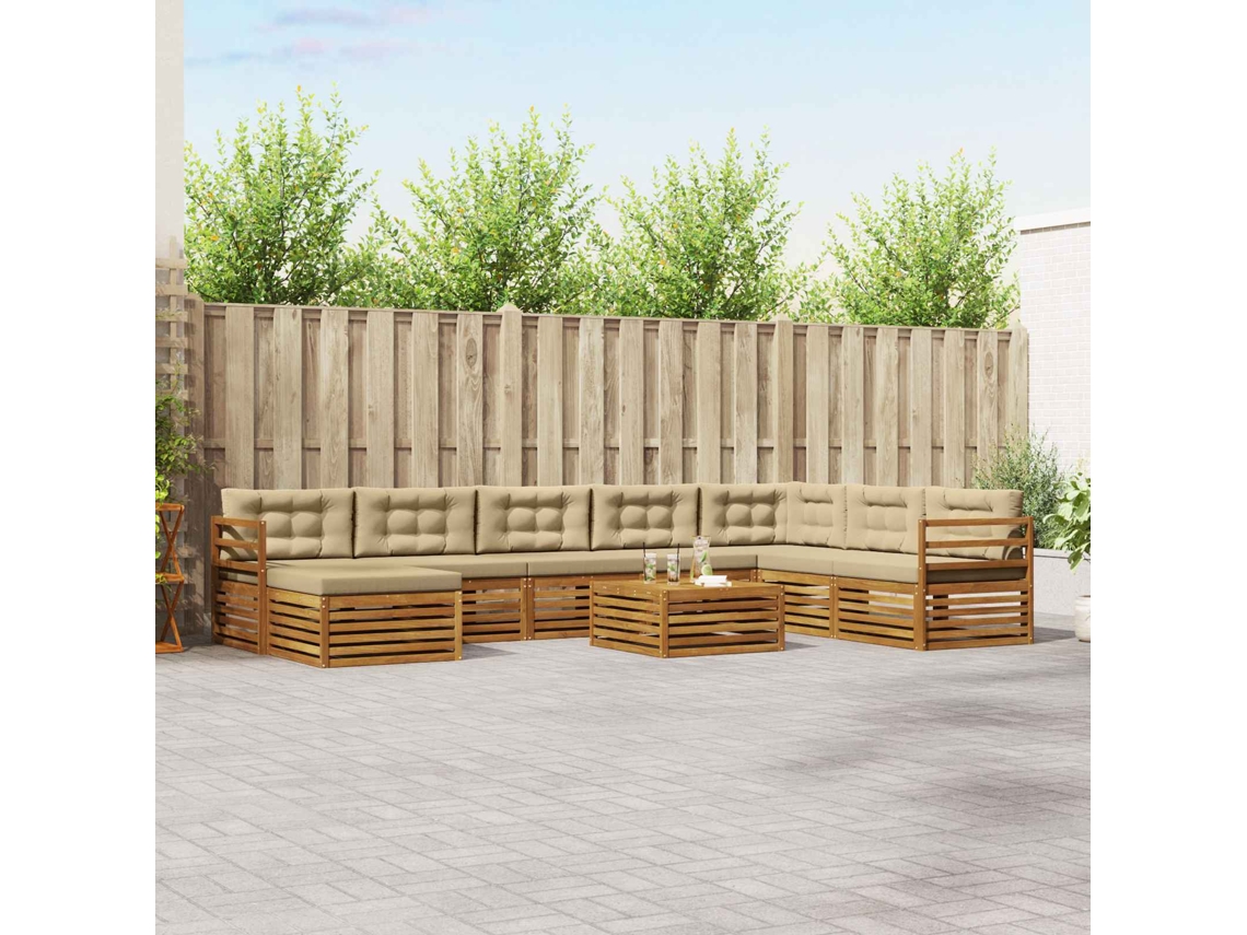 Vidaxl Conjunto De Sofás Para Exterior 9 Unid. Natural E Bege