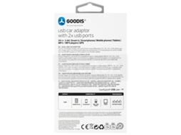 Adaptador de Isqueiro GOODIS 2 USB 5V 1A + 2.4A Branco