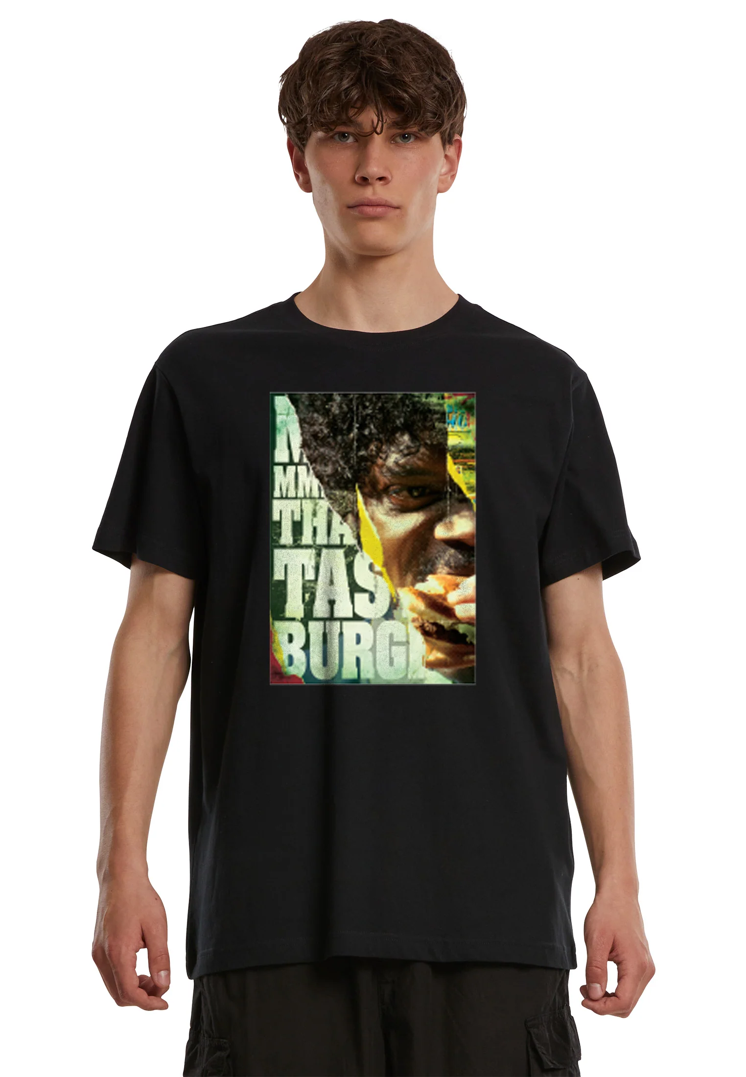 Rockinstone Men's T-shirt Pulp Fiction Kahuna Burger Graphic Print Tee Black Size:xl