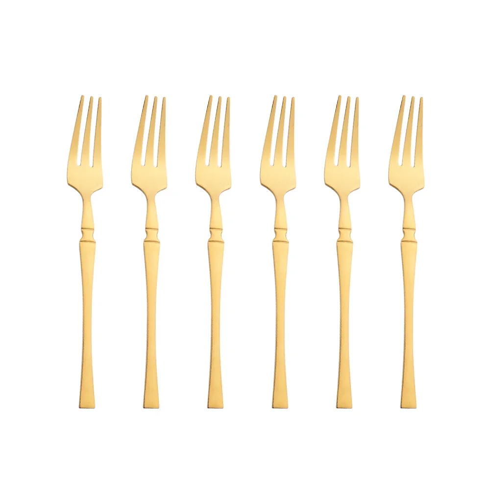 Garfinhos Pequenos de Aço Inoxidável para Frutas, Talheres de Cozinha MDUG (dourado, 6 Peças)