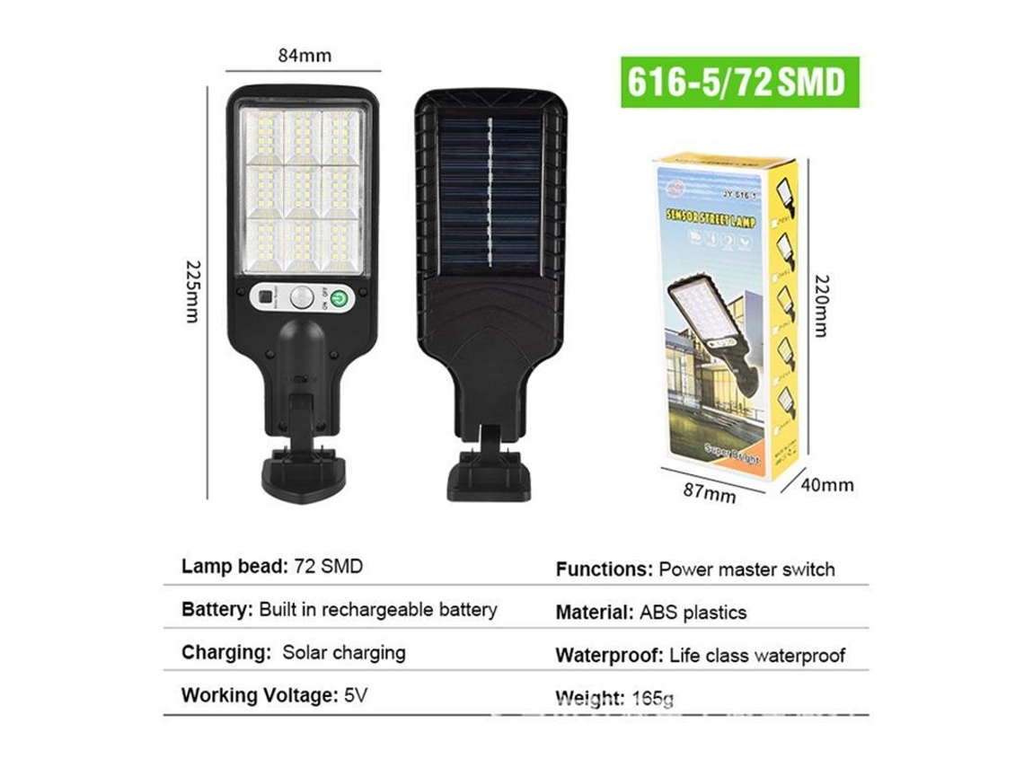 Holofote Solar Exterior 72 Smd (05) Com Sensor E Iluminação Exterior Elysve