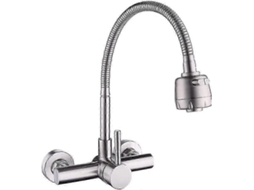 Torneira De Cozinha De Parede Em Aço Inoxidável 304 Com Rotação De 360° E Mangueira Flexível. Aquaforge