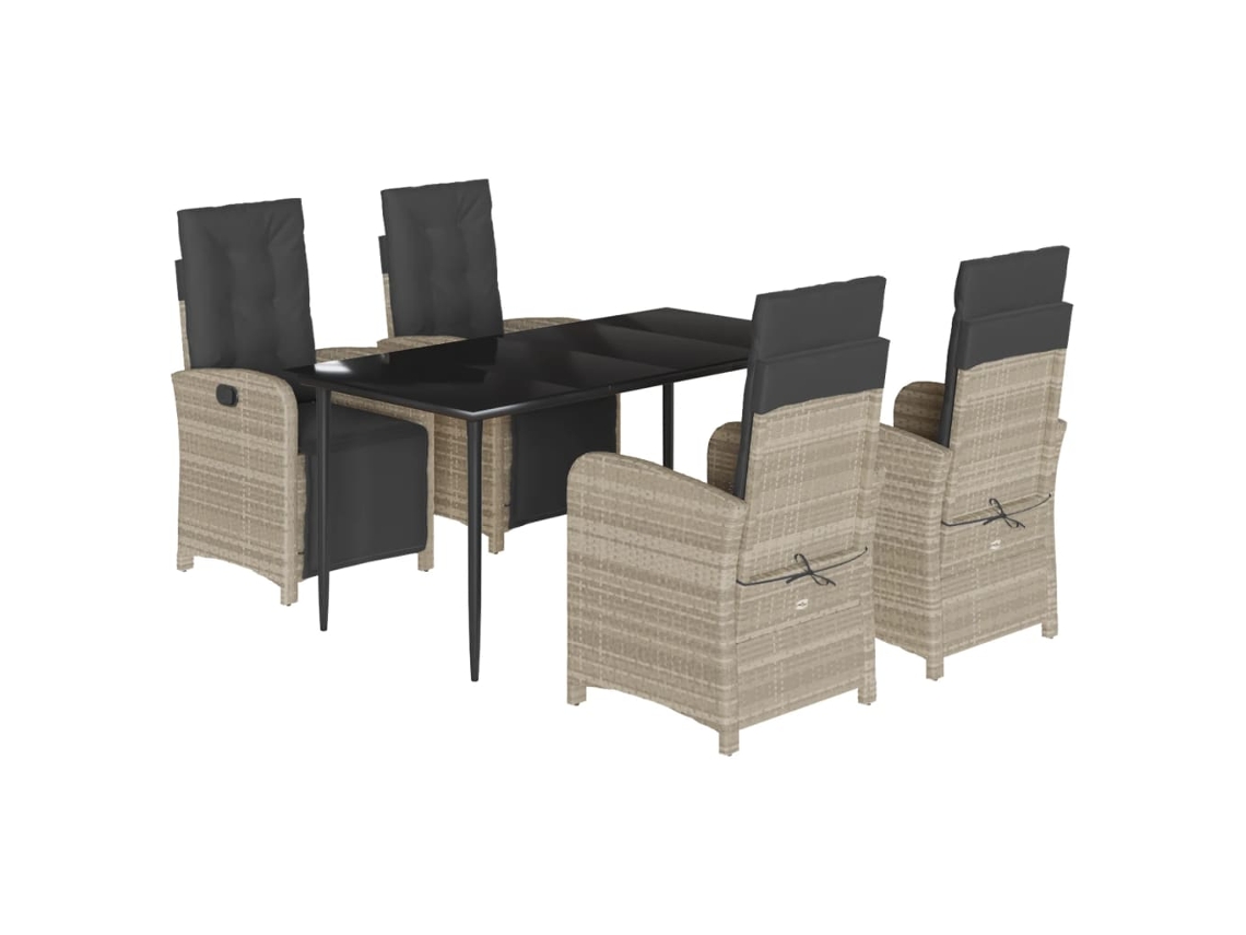 Conjunto de 5 Jantar para Jardim com Almofadões Cinzento Claro MAISON EXCLUSIVE