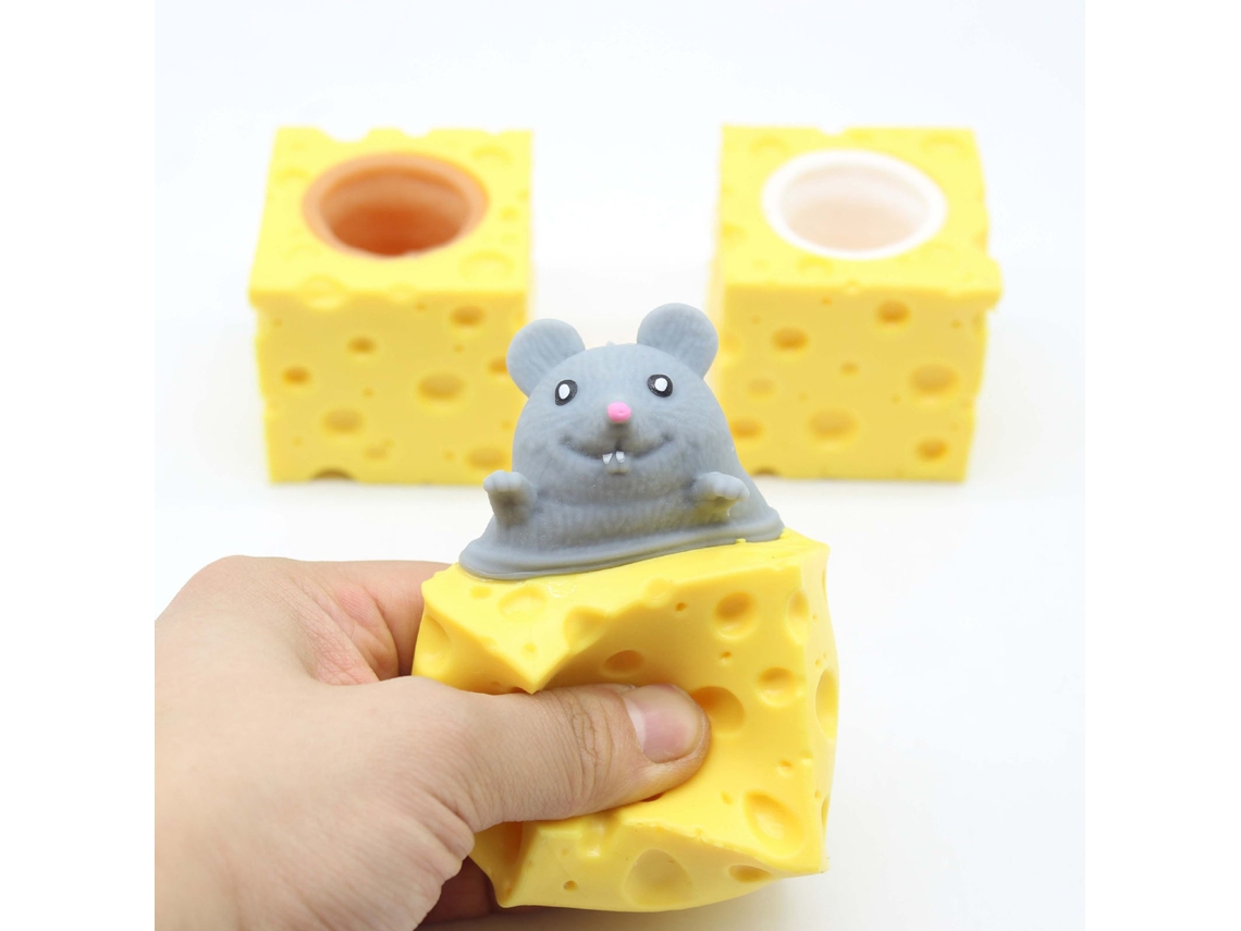 Brinquedo De Rato De Queijo Squish Silicone Macio Anti-estresse Alivio De Ansiedade