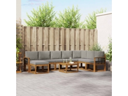 Vidaxl Conjunto De Sofás Para Exterior 9 Unid. Cinza Natural E Claro