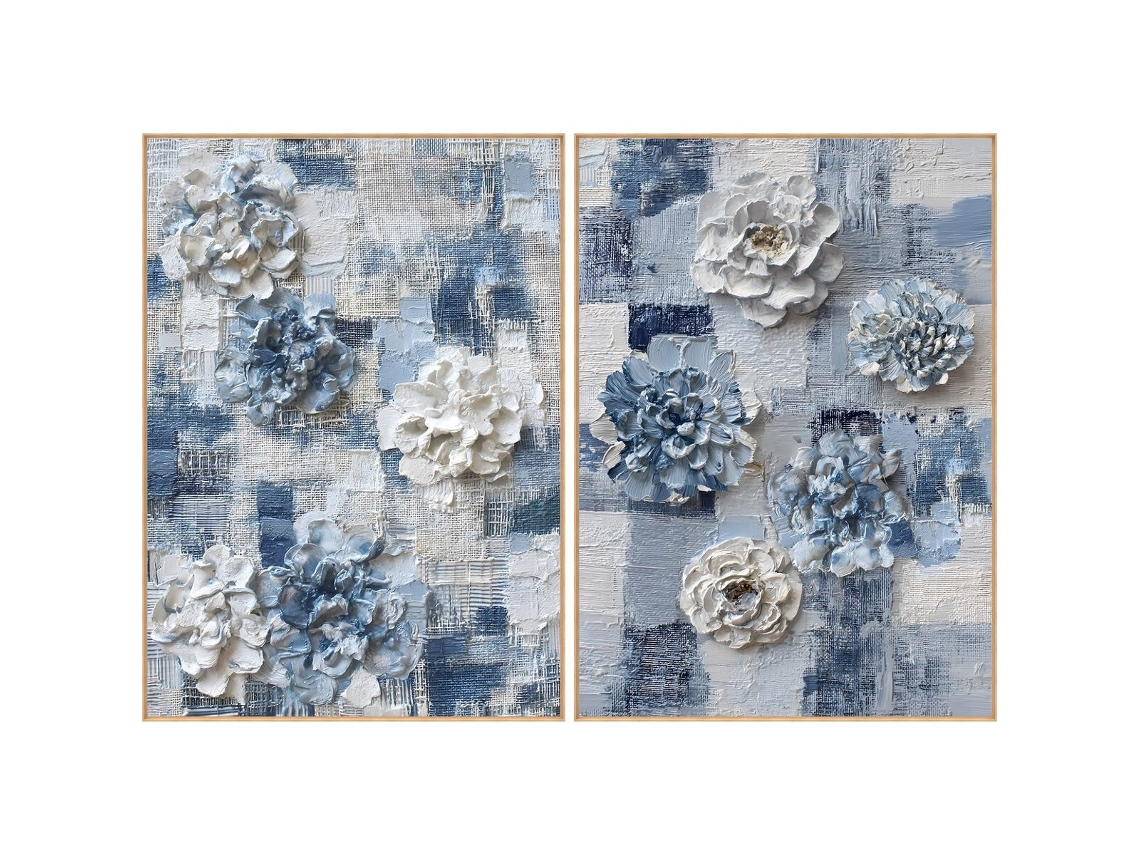 Pintura Home Esprit Azul Branco Moderno 103 X 4 X 143 Cm (2 Unidades)