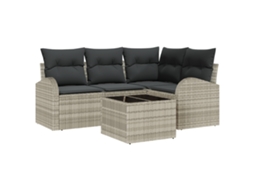Conjunto 5 Sofá De Jardim Vidaxl Cinzento-claro Vime Pe (55 X 55 X 37 Cm)
