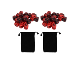 48pcs Dados Business, de 6 lados, plástico, impermeável, vermelho e preto (S/MARCA)