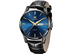 Lurelia Relógio Cronógrafo Masculino, Movimento De Quartzo, Data/calendário, Luminoso, Couro, Resistente À Água 30m, Azul, Dourado