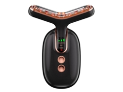 Massageador De Pescoço E Rosto Ferramenta De Contorno Facial Para Cuidados Com A Pele E Queixo Duplo Com Vibração Energia Térmica Preto Yizhood