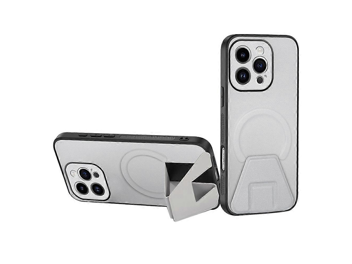 Capa Com Suporte Para Iphone 16 Pro Em Couro Pu Tpu Compatível Com Magsafe