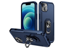 Suporte Casa Para Iphone 15 Plus Pele Sintética Azul