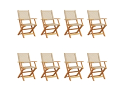 Maison Exclusive - Cadeiras De Jardim Dobráveis 8 Pcs Vime Pe/madeira Maciça Bege