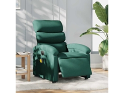 Vidaxl Poltrona Reclinável De Massagens Elétrica Tecido Verde-escuro