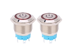 Chave Push Button 2pcs 12~24vdc 16mm Red Light Self Reset 4pin 1no Round