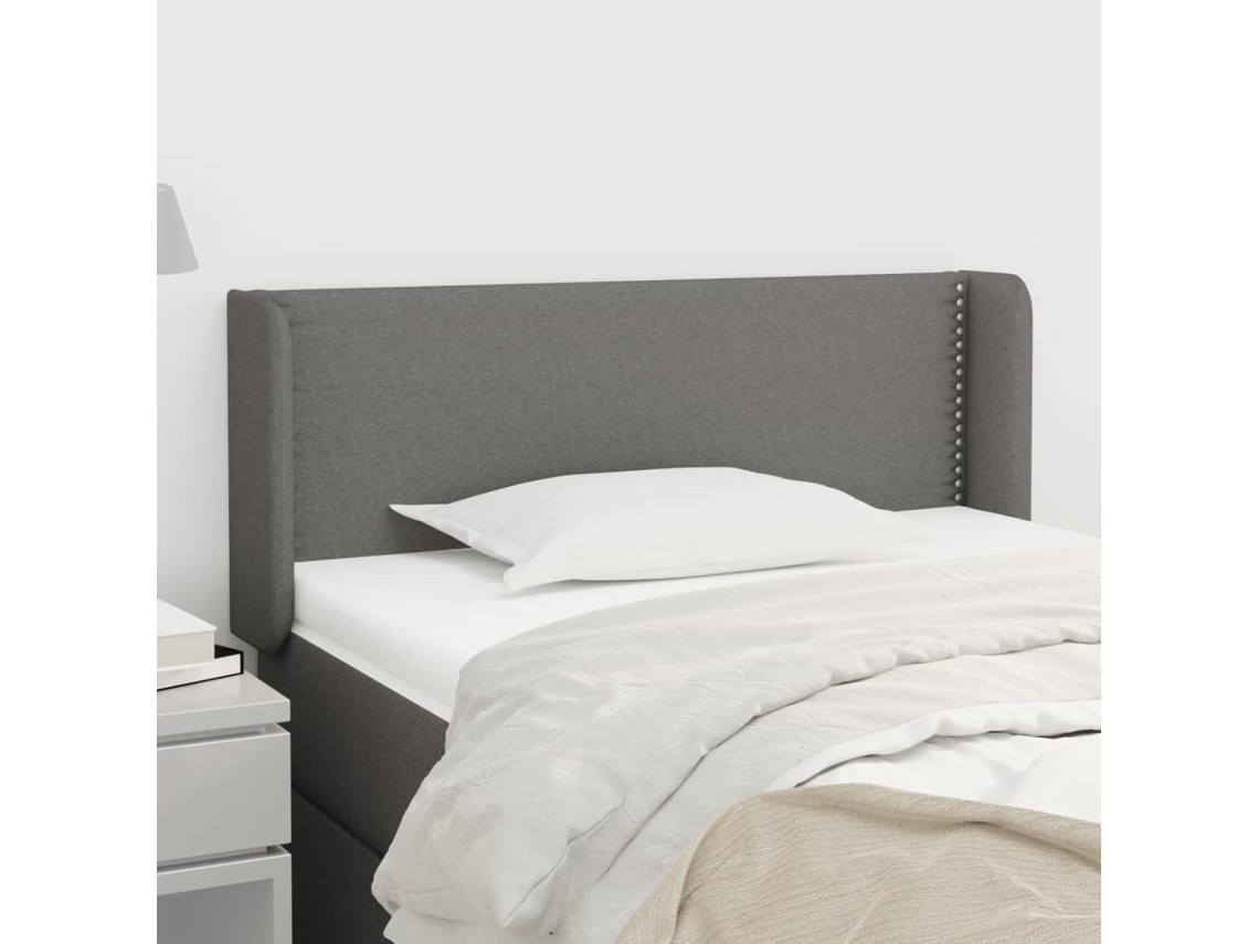 Cabecero con Alas de Tela 103x16x78/88cm Gris Oscuro