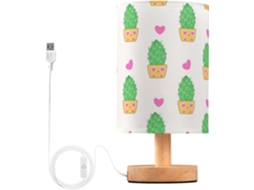 Abajur De Cabeceira Em Formato Cacto Desenho Animado Com Porta Usb, Sem Necessidade De Lâmpada, Luz Led Quente Para