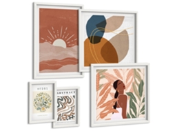 Galeria De Pinturas Murais Pôsteres Boho Pastel, Minimalista Moldura Branca Imagens Para Um Quarto Infantil Espelharte (conjunto De 5 Imagens)