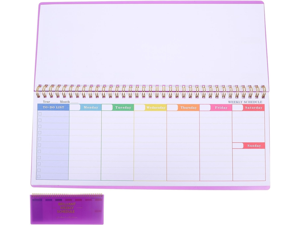 Caderno semanal espiral sem data para escritório e escola