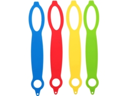 Conjunto de 4 suportes de silicone para jarras, duráveis e portáteis.