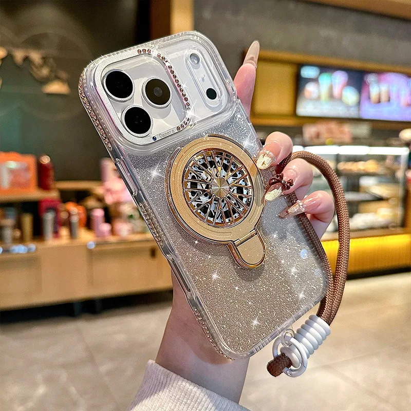 (dourado, Iphone 16 Plus) Capa Para Celular Com Design Magnético, Suporte, Resistente A Impactos E Acabamento Brilhante.
