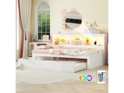 Sofá Cama LYYTUNG com Luz LED e Compartimentos de Armazenamento (90x200 cm)