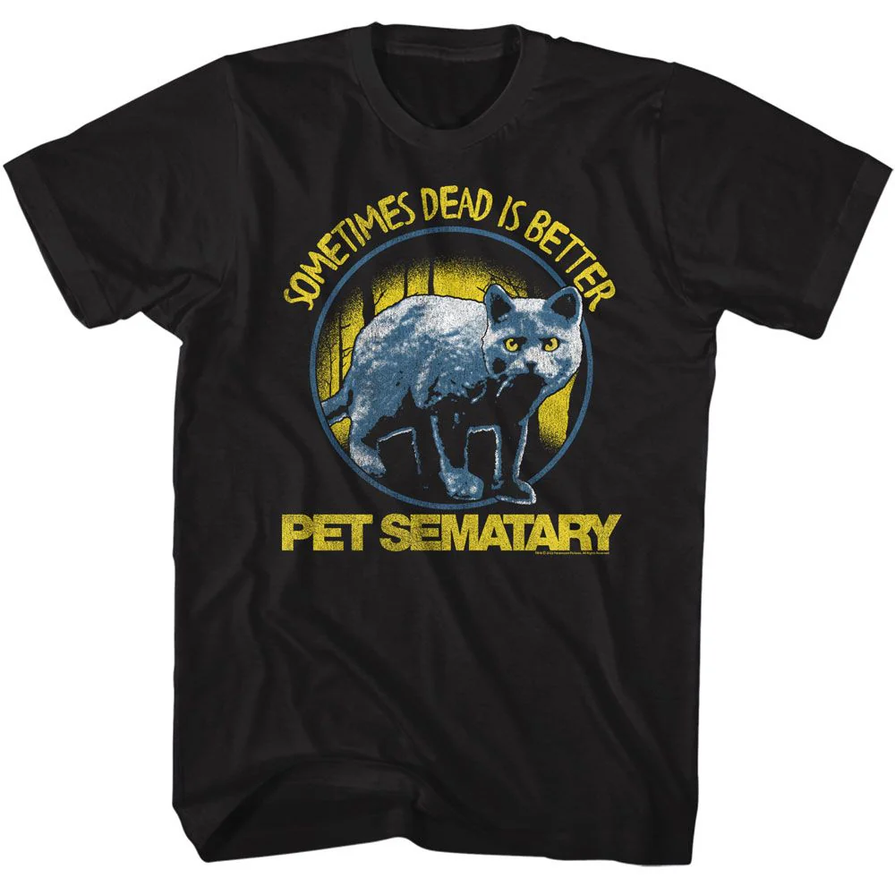 Unisex Adult T-shirt Rockinstone Pet Sematary Movie Sometimes Circle Black Sizes
