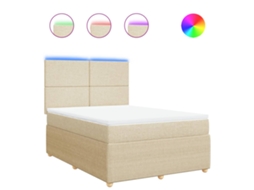 Cama box spring VIDAXL Creme Tecido (160x200 cm)