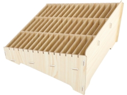 Conjunto de 1 Organizador Mesa em Madeira Garneck com Estojo para Celular, Ideal Sala Aula, Escritório, Reuniõ