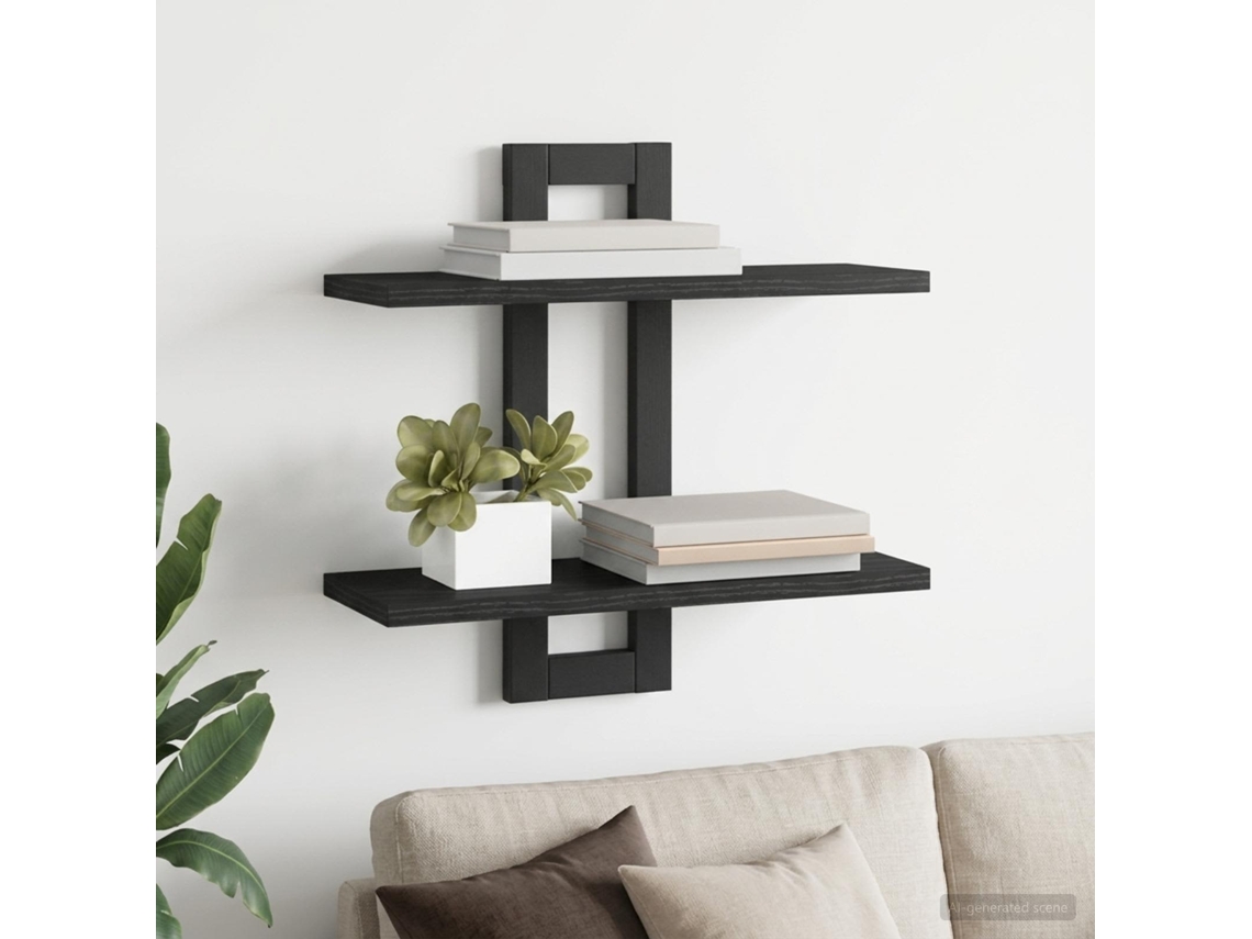 Vidaxl Prateleiras Flutuantes Carvalho Preto 40 X 15 X 40 Cm